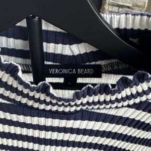Veronica Beard Navy and White Striped Knit Top
